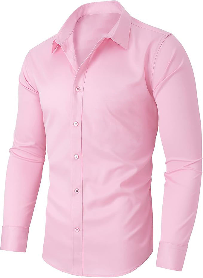 GGT Men's Super Stretch Dress Shirt, Quick-Drying, Breathable and Wrinkle-Resistant