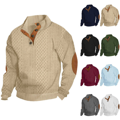 KZZ Men's Colorblock Jacquard Button-Front Sweatshirt