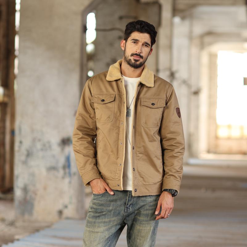 GGT Men's Winter Jacket, Multi-Pocket Casual Collar Men's Top