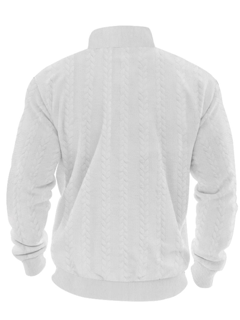 Men's Solid Zip Up Drop Shoulder Sweatshirt