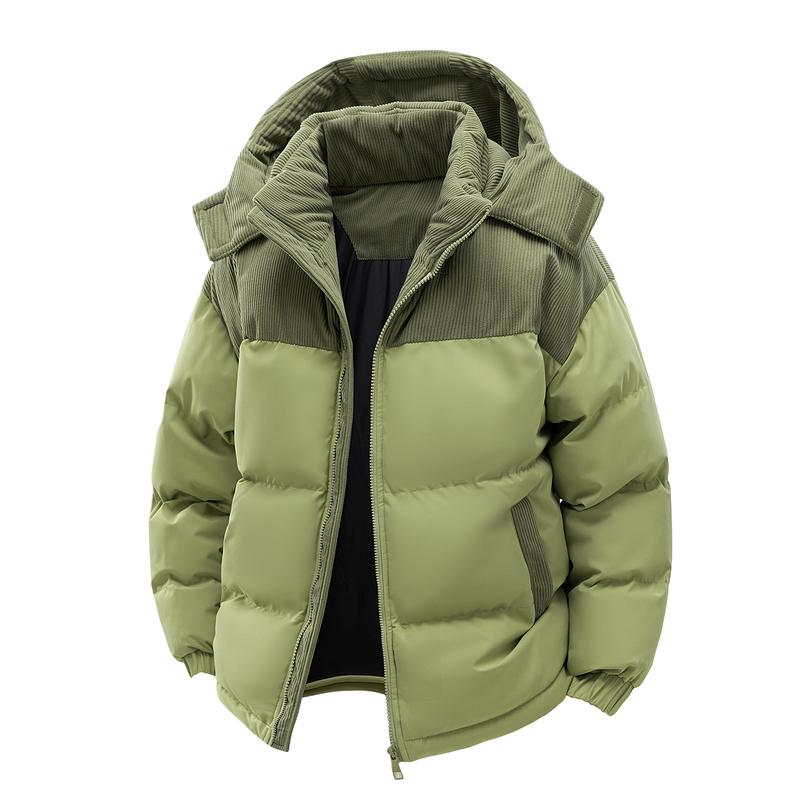 Winter Hooded Casual Fleece-Lined Men's Coat with Removable Hood