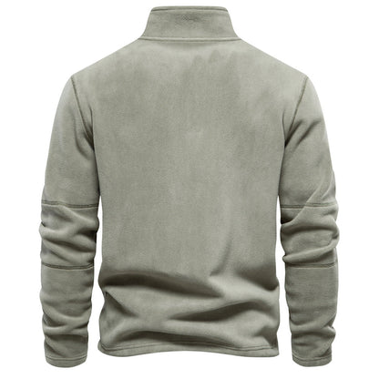 Men's Solid Half Zip Funnel Neck Polar Fleece Sweatshirt