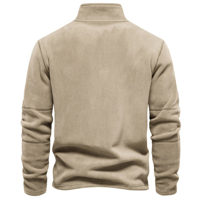 Men's Solid Half Zip Funnel Neck Polar Fleece Sweatshirt