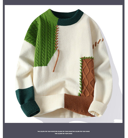 GGT Round neck sweater for men, autumn and winter fashion,versatile, casual, and warm knitted sweater