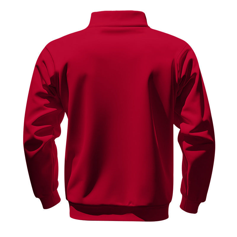 Men's Solid Half Zip Up Sweatshirt Loose Casual Long Sleeve