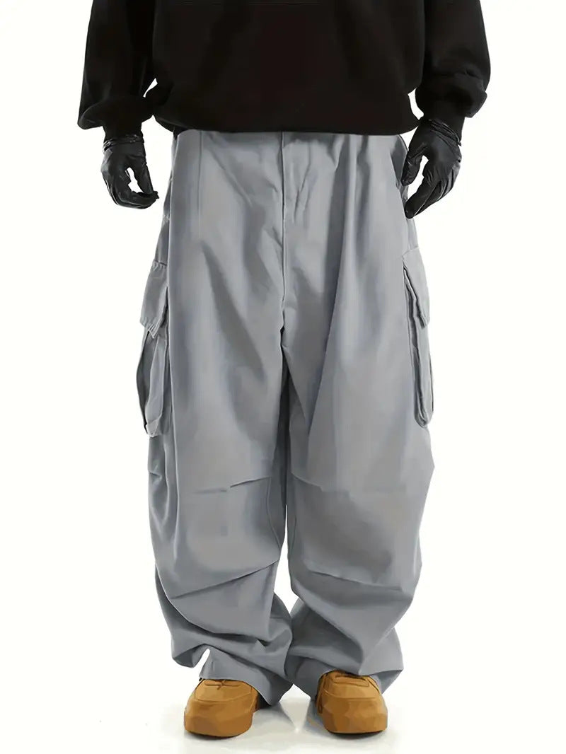 KZZ Loose Lightweight style Sports Pants Men Trousers Large pocket cargo casual trousers