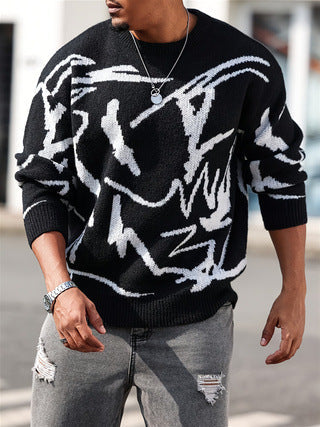 Men's Knitted Long Sleeve Sweater Crew Neck Graphic Casual Regular Fit Jumper
