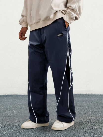 Men's Letter Patchwork Side Stripe Drawstring Waist Pants