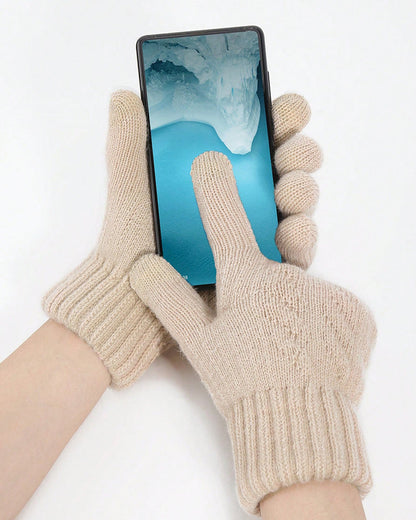 Warm Gloves Velvet Padded Arctic Velvet Winter Touch Screen Knitted Gloves