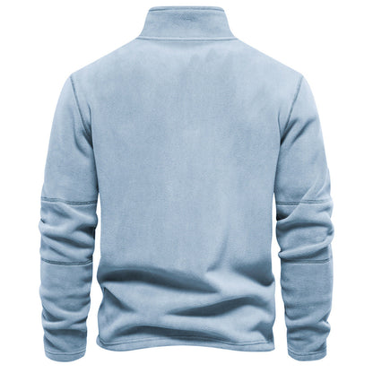 Men's Solid Half Zip Funnel Neck Polar Fleece Sweatshirt