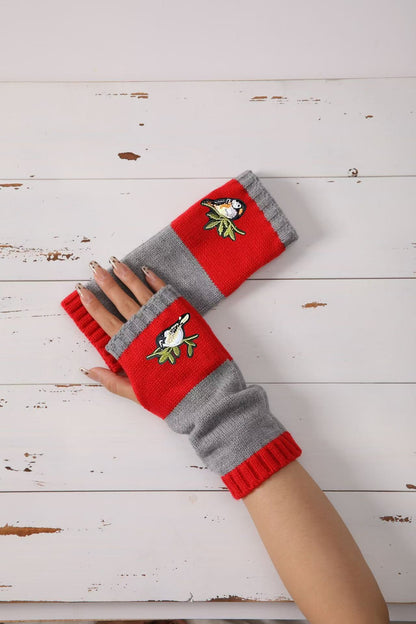 Winter Women's Knitted Gloves Fashion Warm Stitching Embroidered Gloves Women