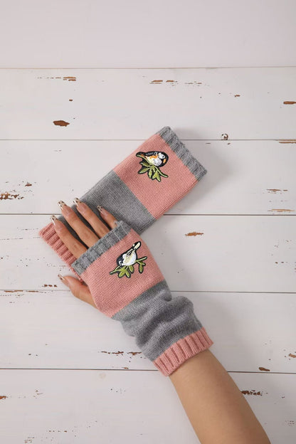Winter Women's Knitted Gloves Fashion Warm Stitching Embroidered Gloves Women