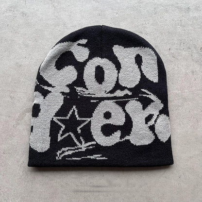 Woolen Knitted Letter Jacquard Beanie