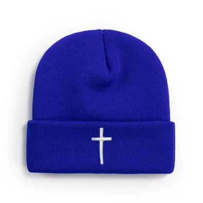 Embroidered Cross Warm Knitted Beanie