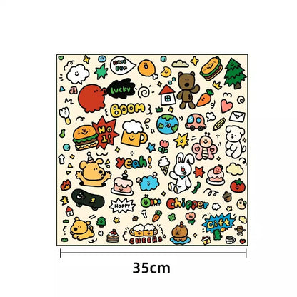 1pc Self-Adhesive Magic Wrap Cat Carrier Blanket - Cartoon Doodle Design with Stars, Clouds & Animals, Scratch-Resistant Escape-Proof Pet Wrap for Feeding, Grooming & Travel, Easy No-Roll Application, Grooming