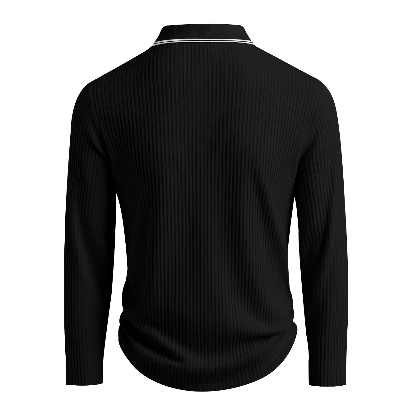 KZZ Men's Long Sleeve Polo Shirt Jacquard Fabric Collared Top