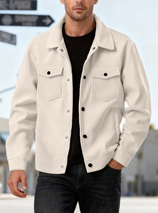 Men's Corduroy Jacket - Autumn/Winter Warm Collar Casual Coat
