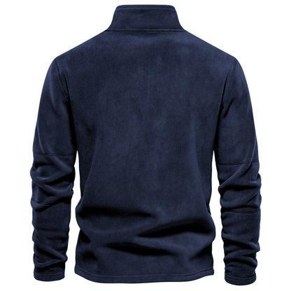 Men's Solid Half Zip Funnel Neck Polar Fleece Sweatshirt