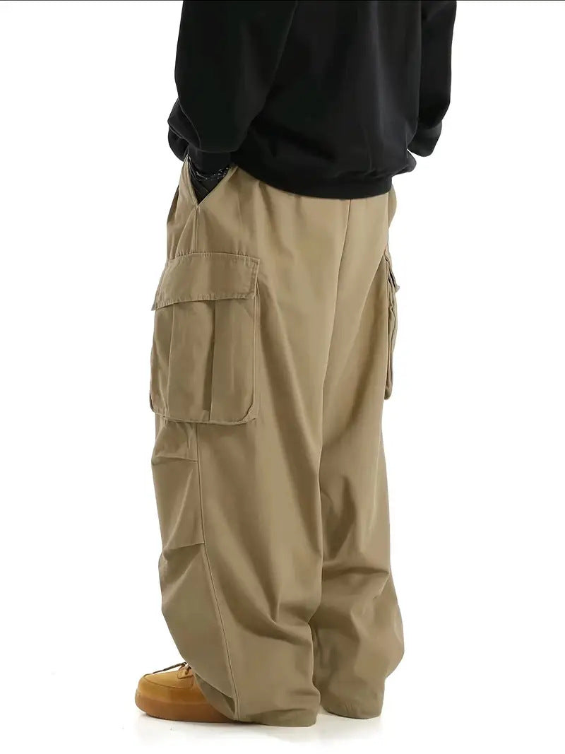 KZZ Loose Lightweight style Sports Pants Men Trousers Large pocket cargo casual trousers