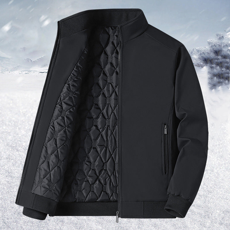 GGT Men's Solid Color Zip Up Thermal Lined Fleece Jacket