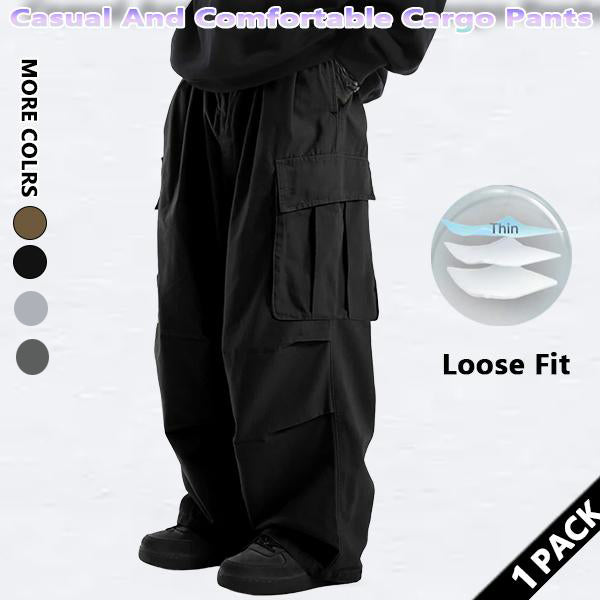 KZZ Loose Lightweight style Sports Pants Men Trousers Large pocket cargo casual trousers