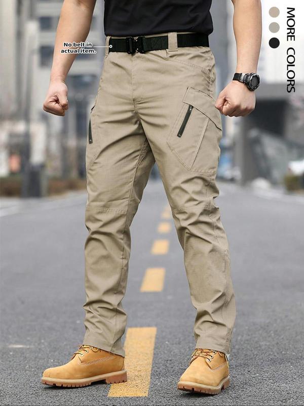KZZ Men's Solid Color Flap Pocket Zipper Fly Cargo Pants without Belt Accessories