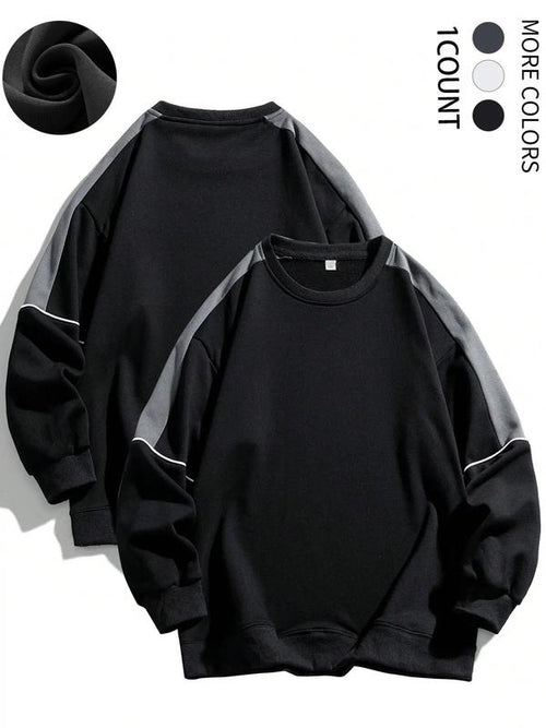 Men's Colorblock Contrast Binding Drop Shoulder Sweatshirt