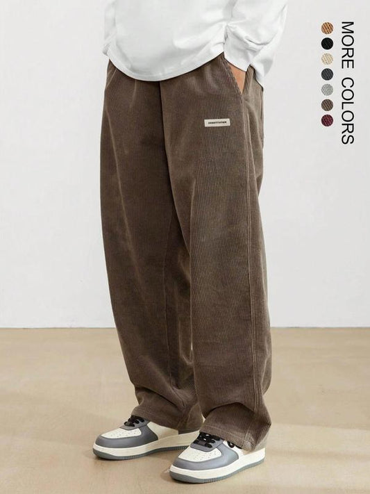 GGT Unisex Loose Solid Patched Drawstring Waist Pants