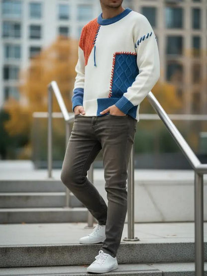 GGT Round neck sweater for men, autumn and winter fashion,versatile, casual, and warm knitted sweater