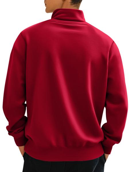 Men's Solid Half Zip Up Sweatshirt Loose Casual Long Sleeve