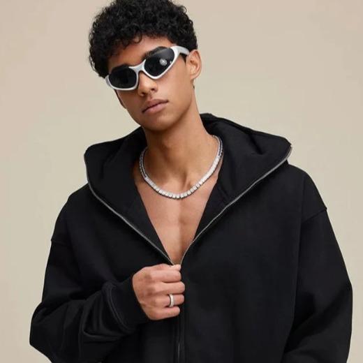 Jacket Zip Up Fashion Double Layer Hoodie Hip Hop Outerwear Jacket