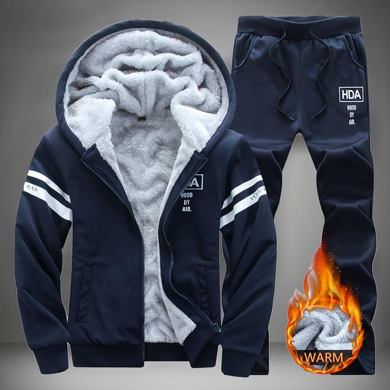 GGT Men's Winter Thick Warm Hooded Sweater & Pants Set