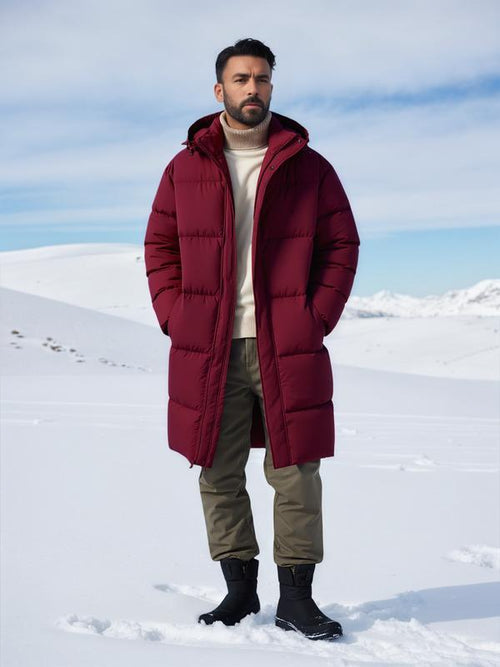 GGT Men's Solid Color Pocket Zipper Hooded Coat