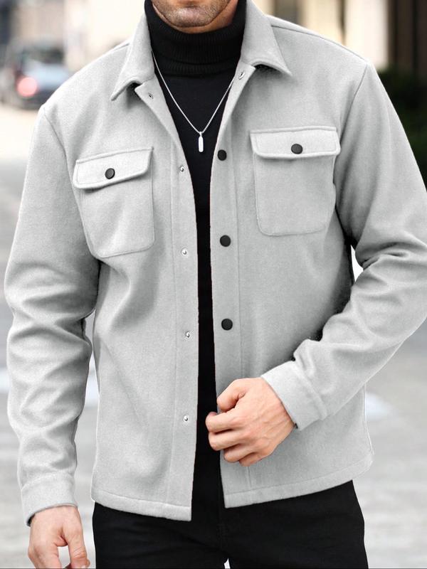 Men's Simple Woolen Jacket Coat, Fashion Casual Design