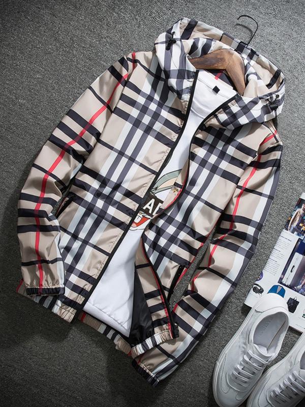 Men's Lightweight Hooded Jacket, Zip-Up Windbreaker