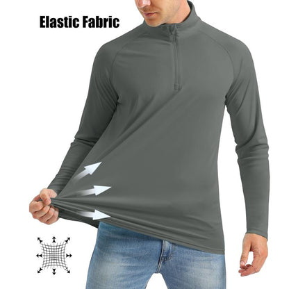 Men's  Zip Shirt  Quick Dry Lightweight Long Clothing Sports Casual Wear