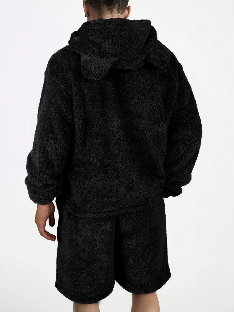 KZZ Men's Hooded Sweatshirt Shorts Set, Very Worthwhile Hoodie Top Pants Two-Piece Suit