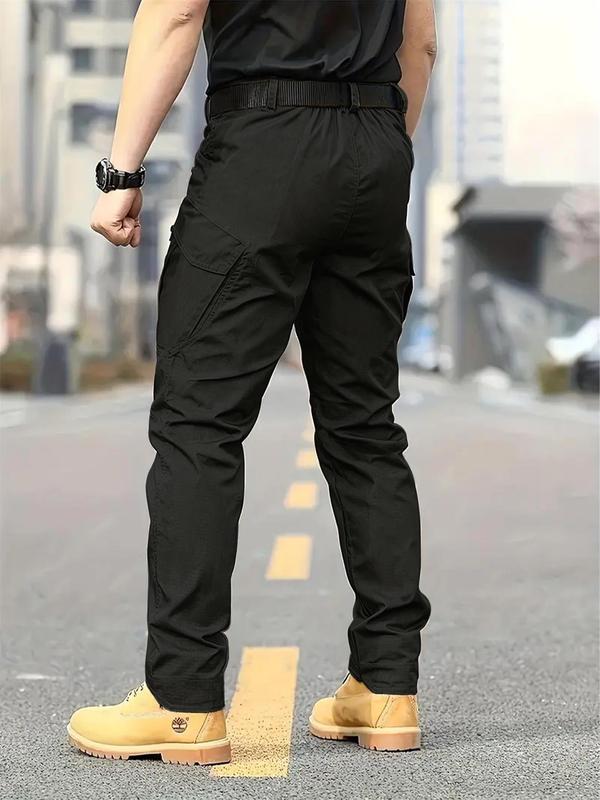KZZ Men's Solid Color Flap Pocket Zipper Fly Cargo Pants without Belt Accessories