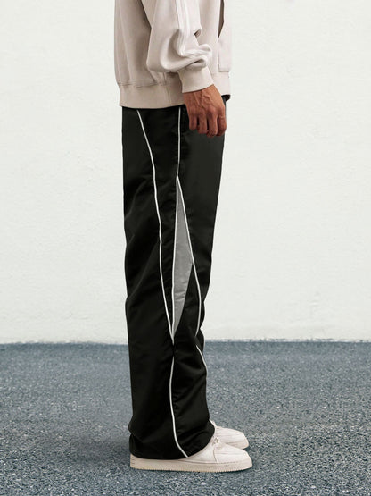 Men's Letter Patchwork Side Stripe Drawstring Waist Pants
