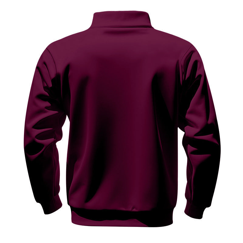 Men's Solid Half Zip Up Sweatshirt Loose Casual Long Sleeve