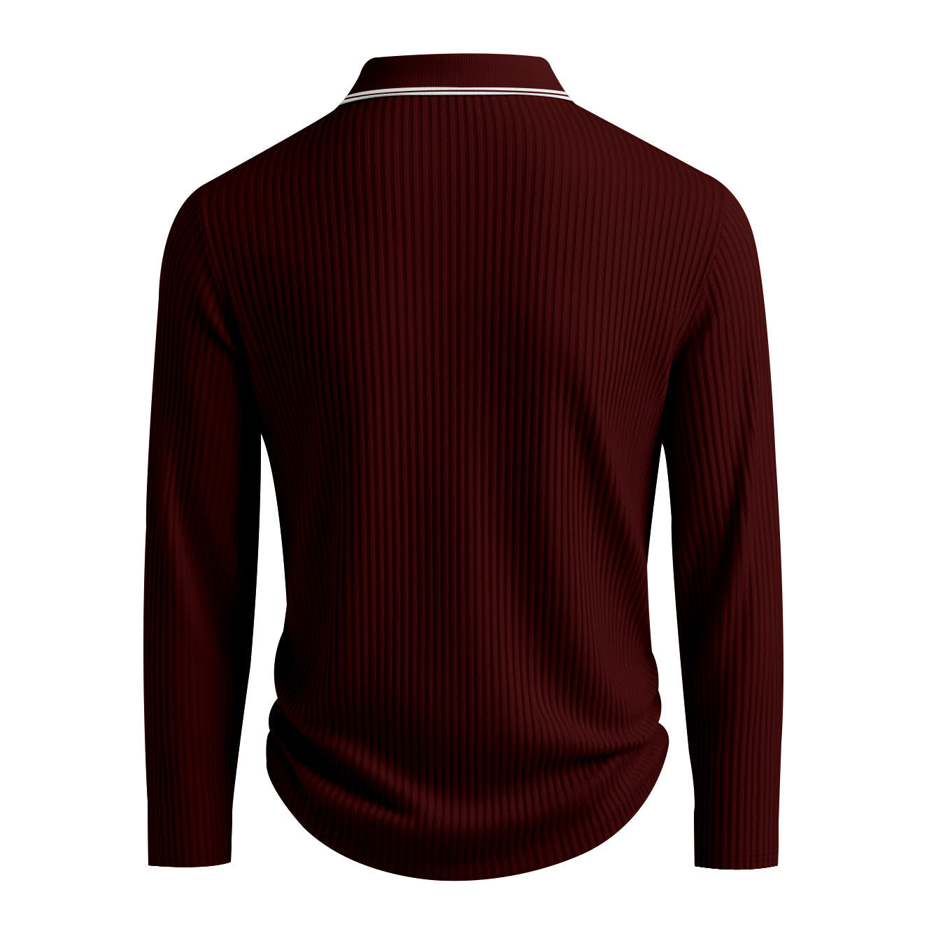 KZZ Men's Long Sleeve Polo Shirt Jacquard Fabric Collared Top