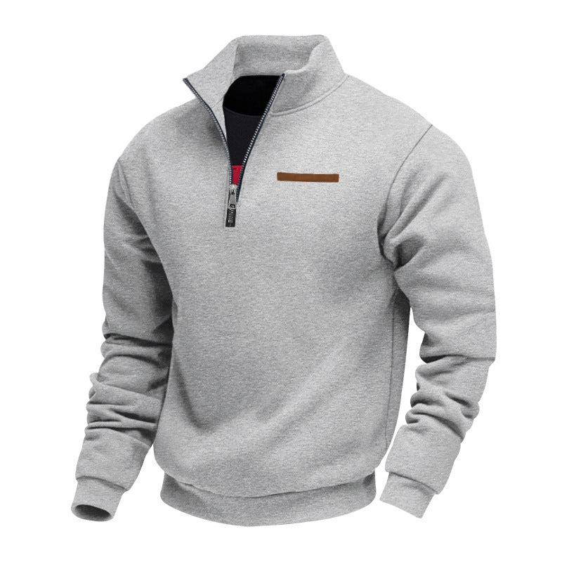 Men's Solid Half Zip Up Sweatshirt Loose Casual Long Sleeve