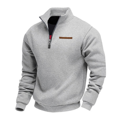 Men's Solid Half Zip Up Sweatshirt Loose Casual Long Sleeve