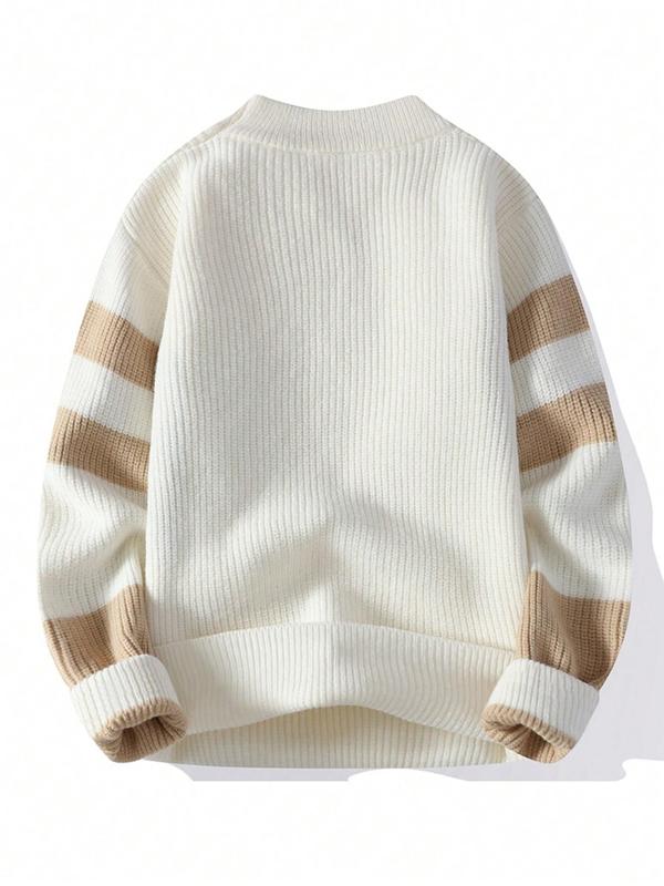 KZZ Men's Geometric Pattern Pullover Sweater