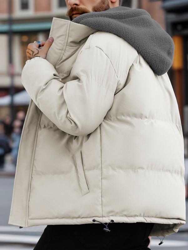 GGT Men's Thickened Windproof Winter Jacket - Cold-Resistant Warm Fleece Lined Hooded Coat