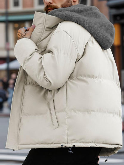 GGT Men's Thickened Windproof Winter Jacket - Cold-Resistant Warm Fleece Lined Hooded Coat