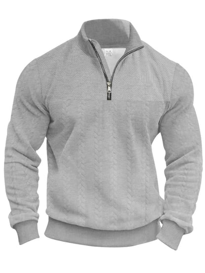 Men's Solid Zip Up Drop Shoulder Sweatshirt