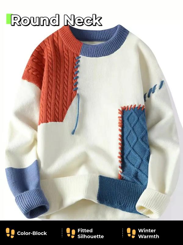 GGT Round neck sweater for men, autumn and winter fashion,versatile, casual, and warm knitted sweater