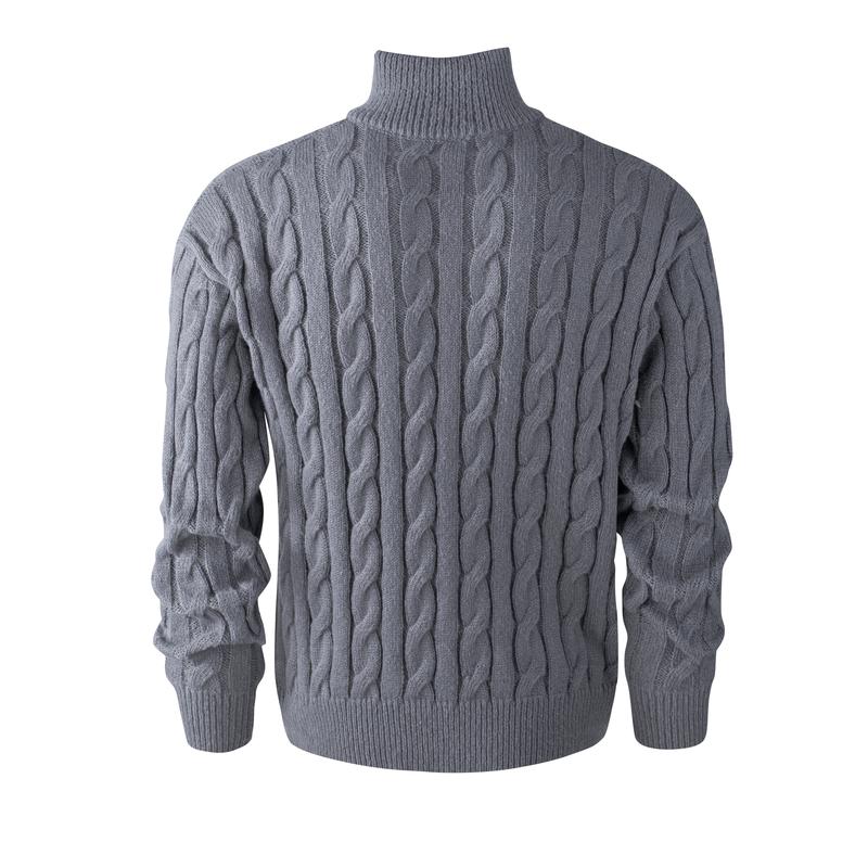 GGT Men's solid color zipper sweater, fashionable knit long sleeved