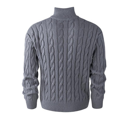 GGT Men's solid color zipper sweater, fashionable knit long sleeved